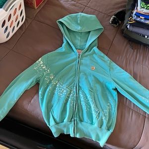 Primp Turquoise Cotton Hoodie Sweater Size Small similar Jessica simpson